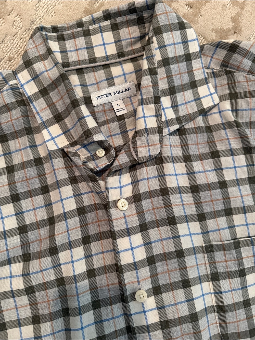 Peter Millar cotton button down- Large Classic fit- like new!